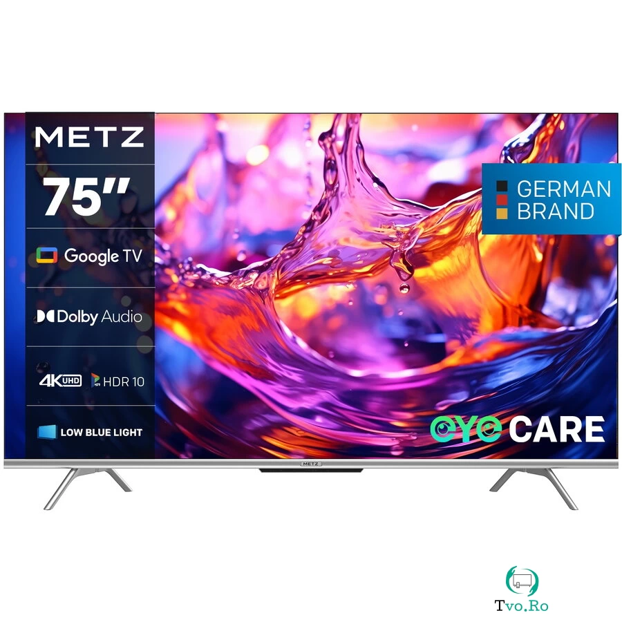 METZ Televizor METZ LED 75MUD7000, 189 cm, Smart Google TV, 4K Ultra HD, Clasa F, Negru