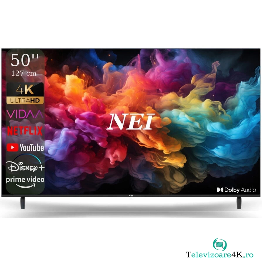Nei Televizor NEI LED 43NE6901, 109cm, Smart, 4K Ultra HD, Clasa E, Negru