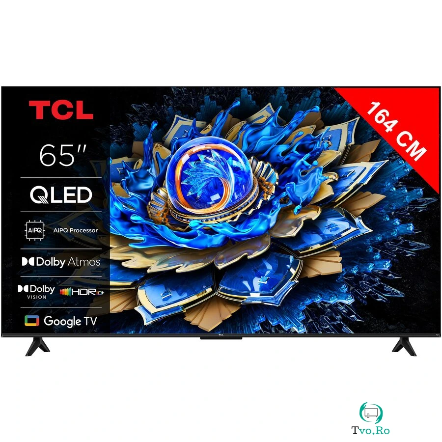 Televizor Smart QLED Seria T69C 65Inch / 164CM Ultra HD 4K Google TV Clasa F Negru la 2,166.99 lei ron