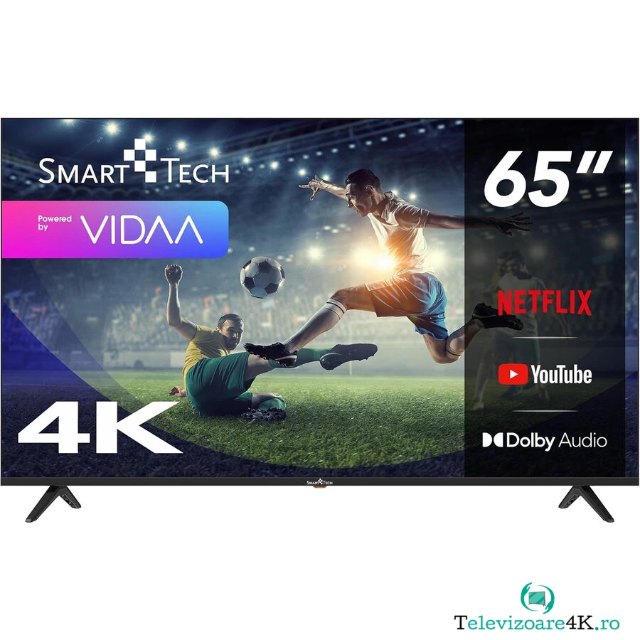 Smart Tech Televizor LED Smart Tech 65UV10V1, 164 cm, Ultra HD 4K, Smart TV VIDAA, WiFi, CI+, Negru la 1,889.00 lei ron