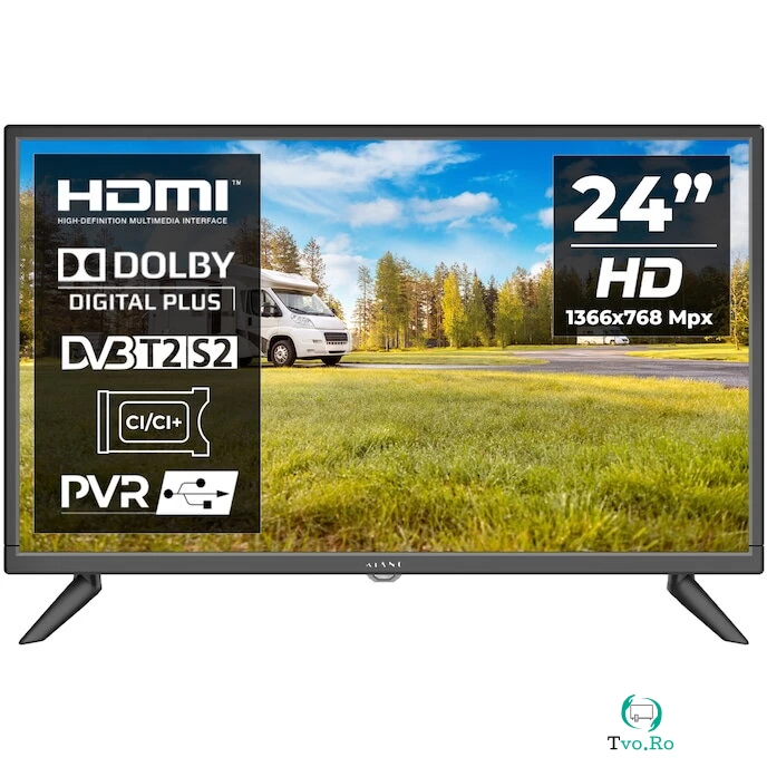 Kiano Kiano SlimTV 24 (23.5) | Excelent pentru Camioane si Rulote | LED HD TV 1366 x 768 | Incarcator auto